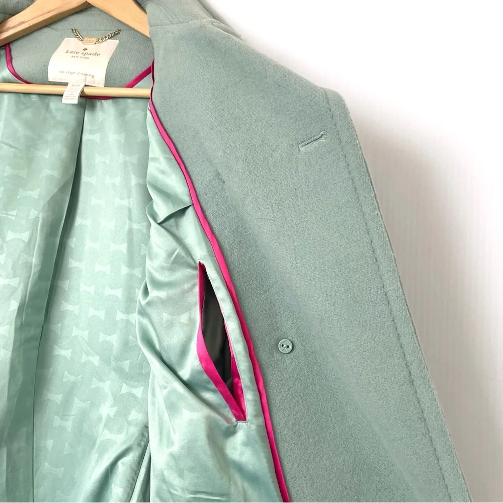 Kate Spade wool blend Light mint green double breasted wool coat size Medium - Picture 10 of 14